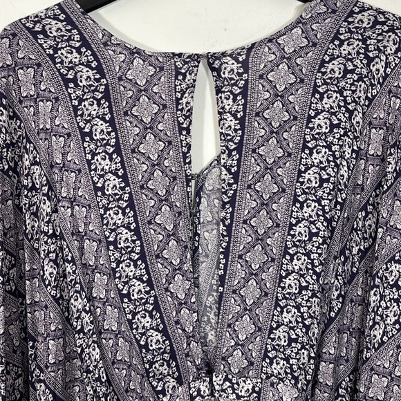 All In Favor XXL Shorts Romper Blue White Floral Print Boho Flowy Pockets Summer - Picture 5 of 11